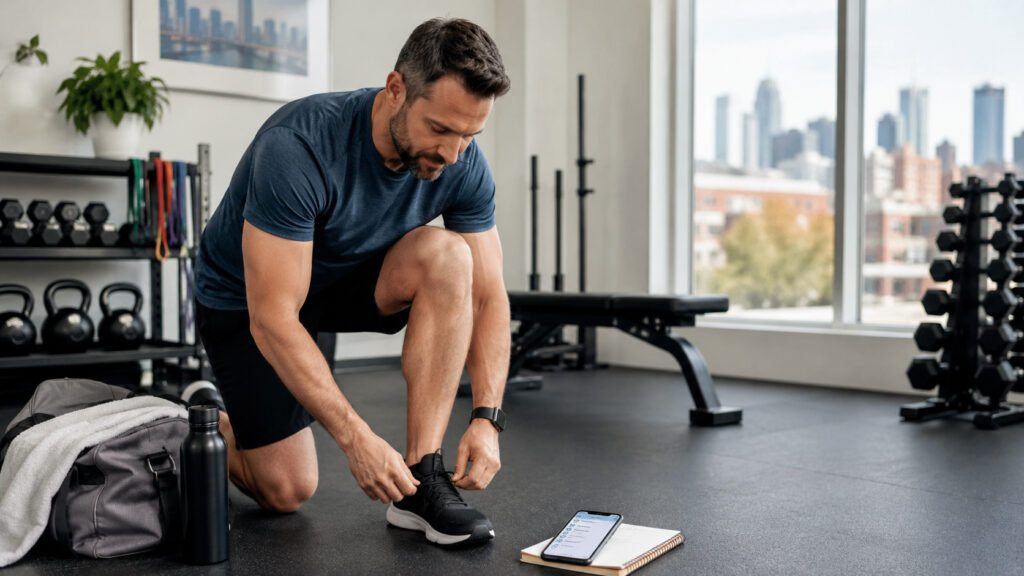 man preparing for gym