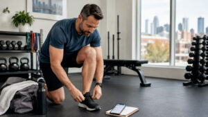 man preparing for gym