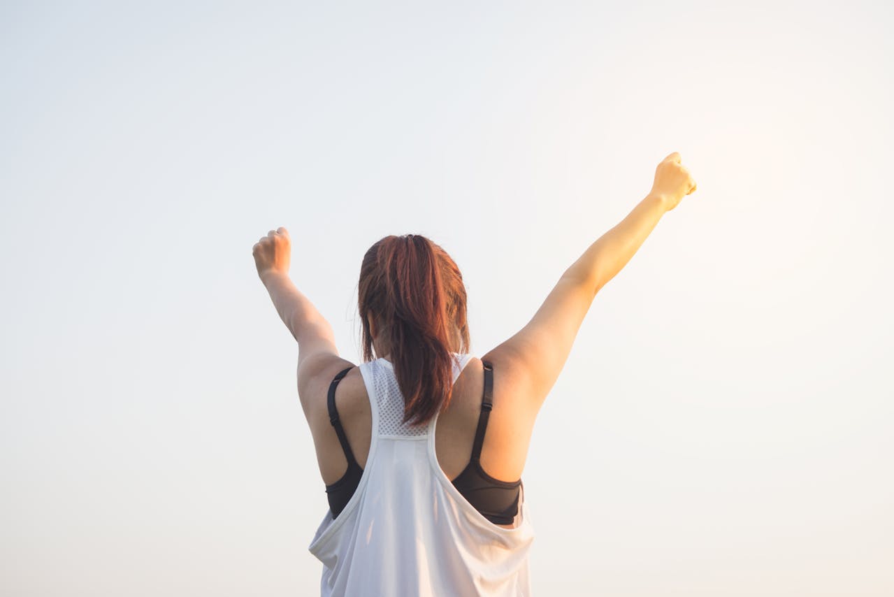 woman celebrating a win